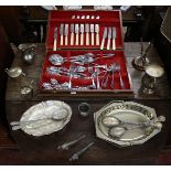 Collection of metalware to include canteen of cutlery