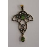 Peridot, pearl & diamond pendant