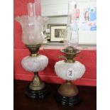 2 pretty Victorian oil lamps