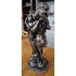 Bronzed figure of lovers - Approx 36cm tall