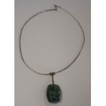 Silver choker with art glass pendant