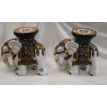 Pair of elephant plant stands - H: 29cm