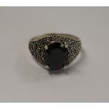 Silver & marcasite stone set ring