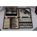 Collection of cased flatware to include silver