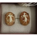 Pair of gold cameo earrings