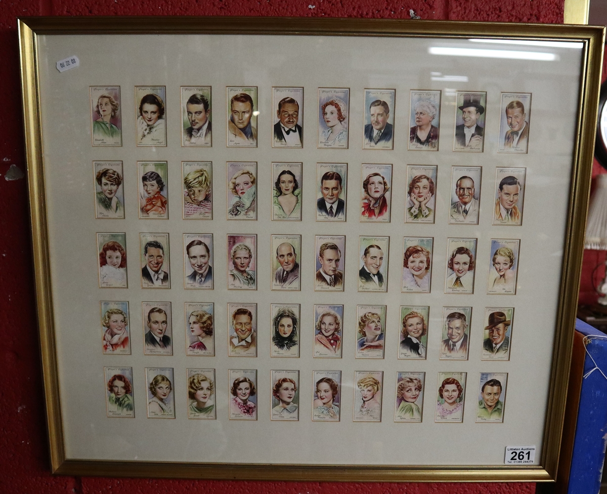 Framed collection of players cigarette cards - Movie stars
