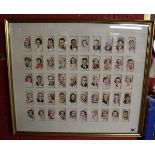 Framed collection of players cigarette cards - Movie stars