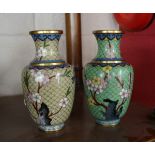 Pair of cloisonné vases - H: 15.5cm