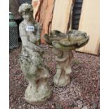 Stone bird bath & statue