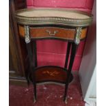 French mahogany inlaid side table with marble top
