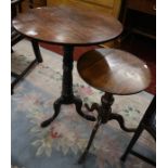 2 antique tripod tables