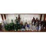 Large collection of antique glass bottles