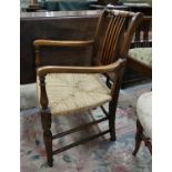 Rope seated small mahogany armchair