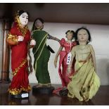 4 vintage Indian folk art dolls