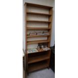 Bespoke tall oak open bookcase - W=90cm H=228cm D=28cm