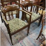 Pair of Edwardian inlaid tub chairs