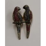 Ruby, sapphire & diamond bird brooch