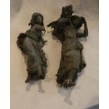 Pair of metal lady figures A/F - H=25cm & 32cm