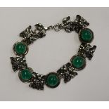 Green agate and silver bracelet