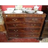 Early Victorian mahogany inlaid chest of 2 over 3 drawers - W=124cm H=111cm D=55cm
