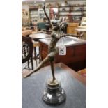 Bronze on marble base - Art Deco Lady - H=46cm