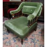 Green upholstered Victorian armchair