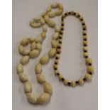 2 ivory bead necklaces