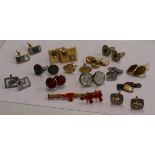 Collection of cufflinks and press studs to include 2 leather boxes