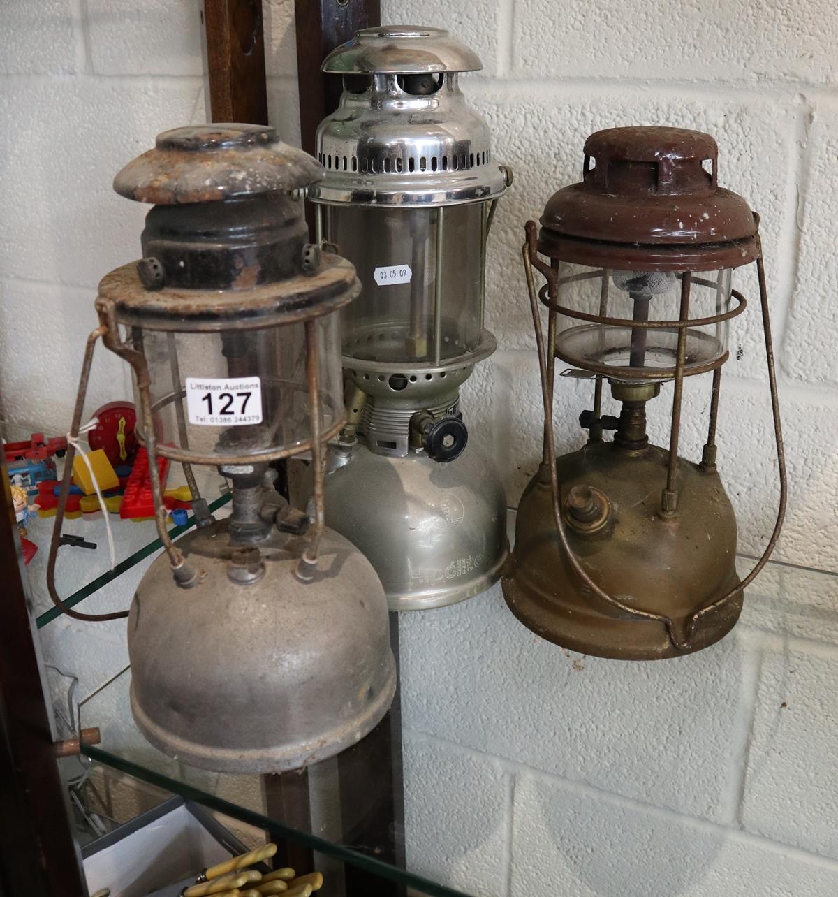 3 Hurricane lamps