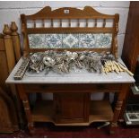 Victorian marble top & tile back wash stand