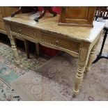 Victorian 2 drawer table in original paint - W=102cm H=74cm D=54cm