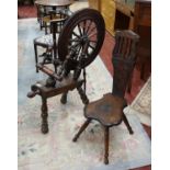 Spinning wheel & Welsh oak spinning chair