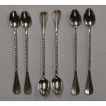 Barley twist handled white metal spoons