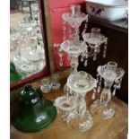 Collection of glass to include candle sticks
