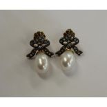 Pair of pearl & diamond earrings