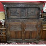 Early oak court cupboard - W=150cm H=177cm D=64cm