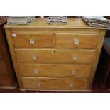 Pine chest of 2 over 3 drawers - W=114cm H=100cm D=45cm
