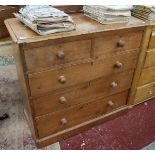 Pine chest of 2 over 3 drawers - W=107cm H=103cm D=52cm