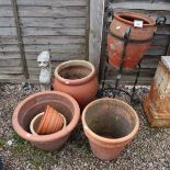 Collection of terracotta planters etc