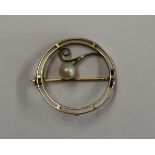 Gold and pearl set brooch in vintage box