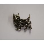 Silver 1930's marcasite dog brooch