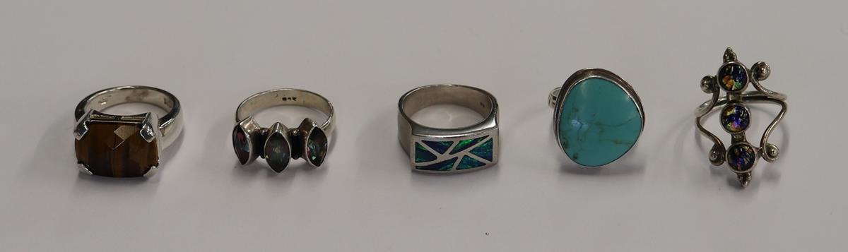 5 silver rings