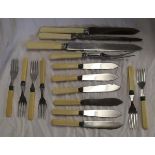 Bone handled carving set and fish cutlery