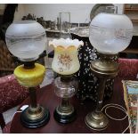 Collection of oil lamps etc