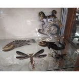 Fine, signed metal fish & insect wall art by Richard Pell