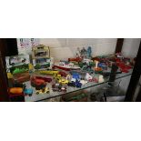 Shelf of diecast cars etc