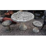 Stone table and 2 stone stools