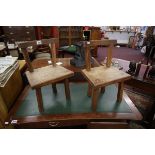 Pair of primitive oak milking stools