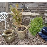 Pair of stone planters & urn