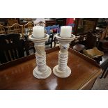 Pair of turned candle stands